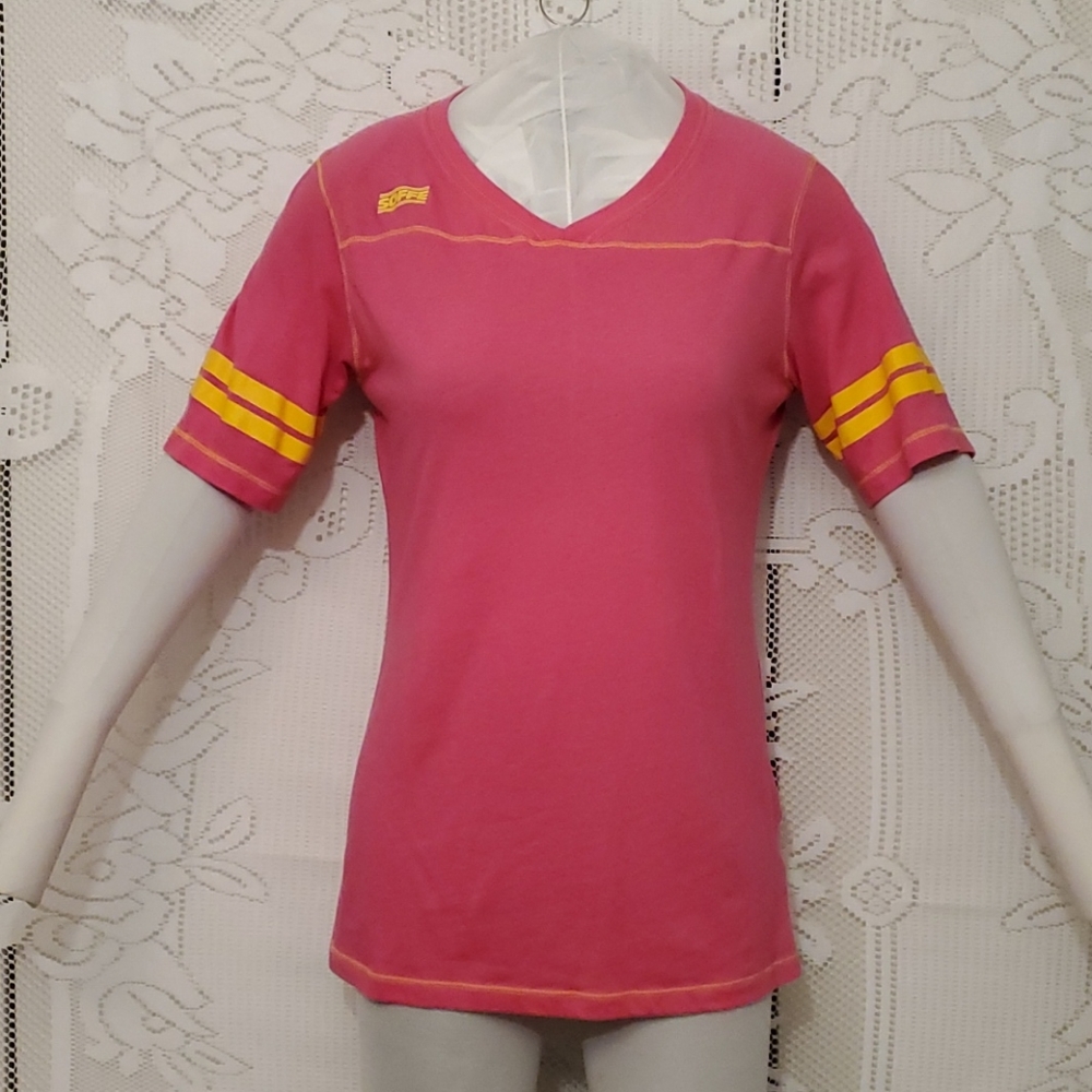 Soffe jersey style stripe sleeve T shirt